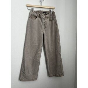 Calvin Klein Mid Rise Wide Leg Crop Button Fly Jeans Brown Fall Size 27